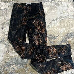 Faux leather snake skin pants